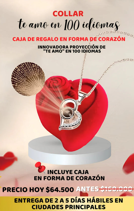 Collar Te amo 100 idiomas + Caja Luxury