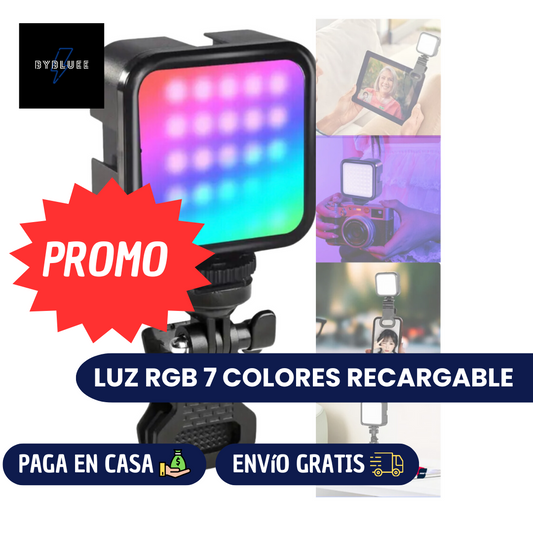 LUZ LED RGB IDA FRIA 7 COLORES RECARGABLE